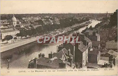 Ansichtskarte AK Laval La Mayenne et vue sur Avesnieres prise du Donjon du Chateau