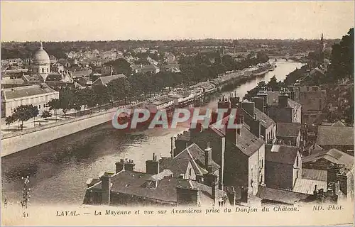 Cartes postales Laval La Mayenne et vue sur Avesnieres prise du Donjon du Chateau