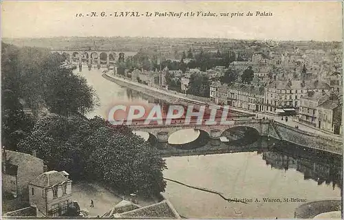 Cartes postales Laval Le Pont Neuf et le Viaduc vue prise du Palais