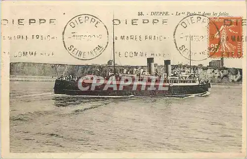 Ansichtskarte AK Dieppe Le Paris dans les jetees Bateau