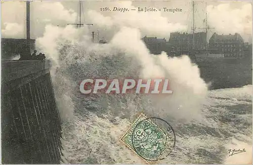 Cartes postales Dieppe La Jetee Tempete