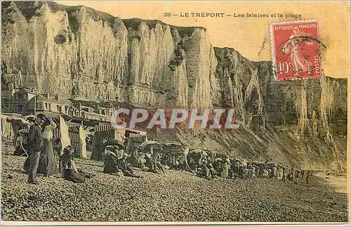 Ansichtskarte AK Le Treport Les Falaises et la Plage (carte toil�e)