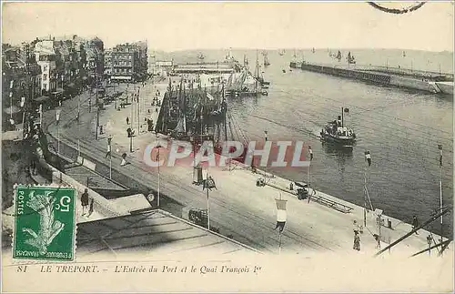 Cartes postales Le Treport L'Entree du Port et le Quai Francois 1er Bateaux