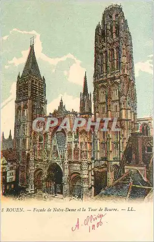 Cartes postales Rouen Facade de Notre Dame et la Tour de Beurre