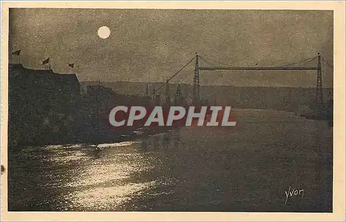 Cartes postales Rouen Le Pont transbordeur au clair de lune