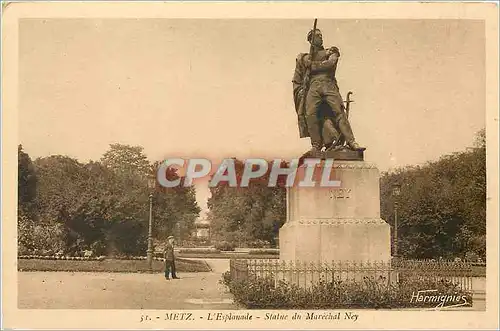 Cartes postales Metz L'Esplanade Statue du Marechal Ney