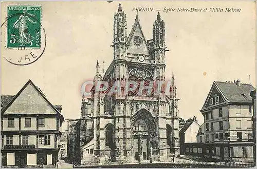 Cartes postales Vernon Eglise Notre Dame et Vieilles Maisons