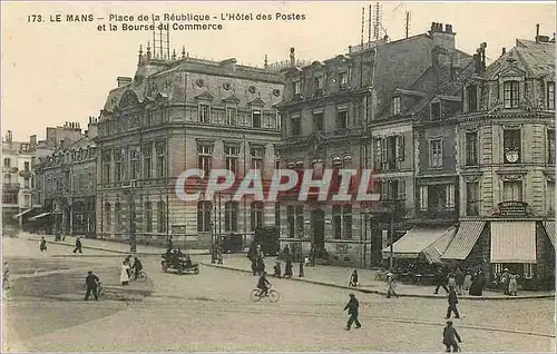 Cartes postales Le Mans Place de la Reublique L'Hotel des Postes et la Bourse du Commerce