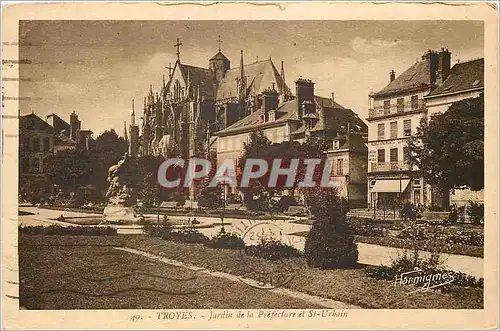 Cartes postales troyes Jardin de la Perfecture et St Urbain