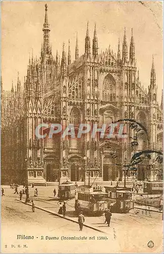 Cartes postales Milano Il Duono Incominciato nel 1386 Tramway