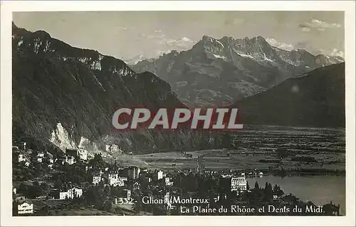 Cartes postales Glion Montreux la plaine du Rhone et Dents du Midi