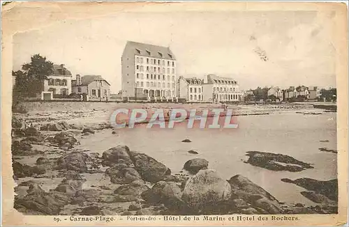 Cartes postales Carnac plage Porte en dro Hotel de a mrine et Hotel des rochers
