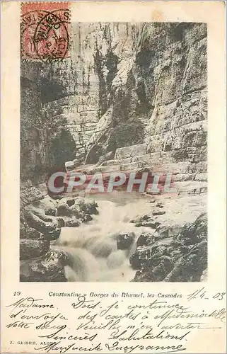 Cartes postales Constantine Gorges du Rhumel Les cascades
