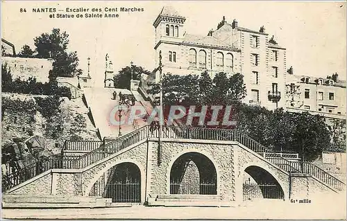 Cartes postales Nantes Escalier des cent marches et statue de Sainte Anne