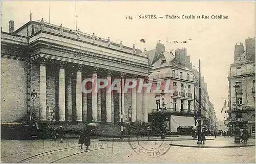 Cartes postales Nantes theatre Graslin et rue crebillon