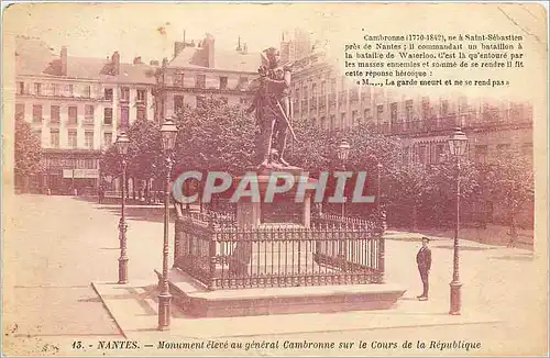 Cartes postales Nantes Monument eleve au general cambrone sur le cours de la republique