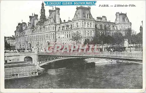 Cartes postales Paris l'Hotel de ville  Chocolat Guerin Boutron