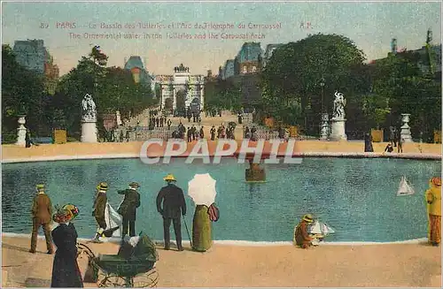 Cartes postales Paris Le Bassin des Tuilleries et l'Arc de triomphe du carrousel