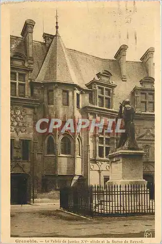 Ansichtskarte AK Grenoble Le Palais de justice Xve siecle et la Statue de Bavard