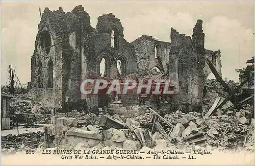 Cartes postales Les ruines de la grande guerre Anizy le Ch�teau L'eglise