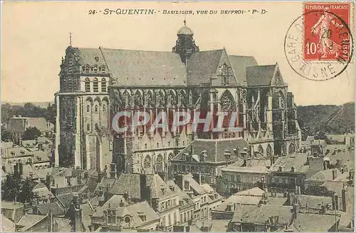 Ansichtskarte AK St Quentin Basilique vue du Beffroi PD