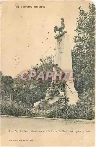 Cartes postales Bar le Duc Monument des enfamts de la meuse mort pour la Patrie Coq