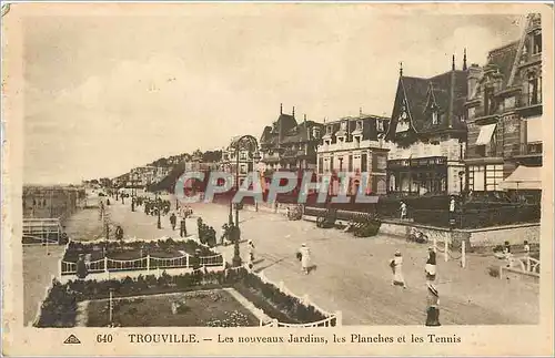 Cartes postales Trouville les nouveaux jardins les pplanches et les tennis