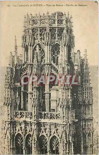 Cartes postales Cathedrale de Rouen Tour du Beurre Details du sommet