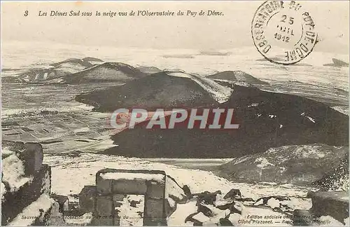 Cartes postales Les Domes Sud sous la neige vus e 'Observatoie du Puy de Dome