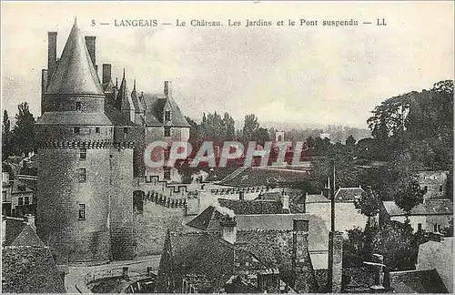 Cartes postales Langeais le Chateau les jardins et le pont suspendu