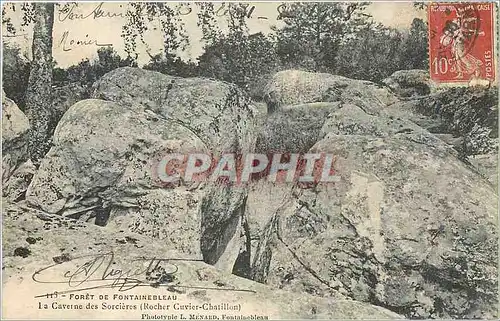 Cartes postales Foret de fontainebleau La cverne des socieres Rocher Cuvier Chatillon