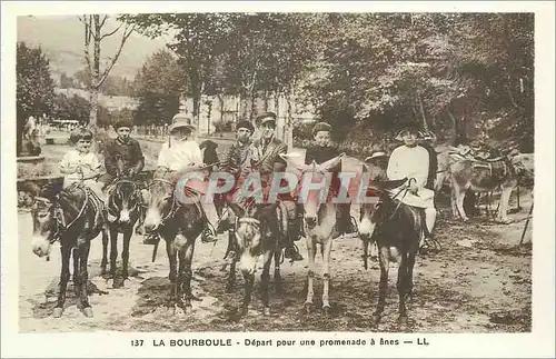 Cartes postales La bourboule Depart pour une promenade a anes Mule Enfants