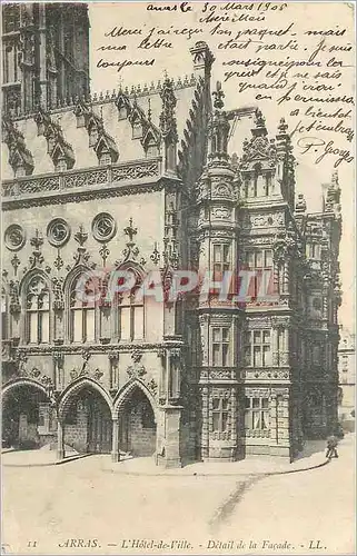 Cartes postales Arras l'Hotel de ville Detail de la fa�ade