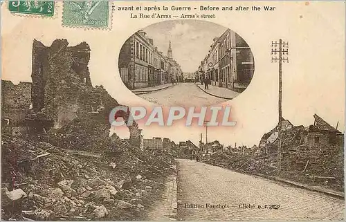 Cartes postales Avant et apres la Guerre  La rue d'Arras