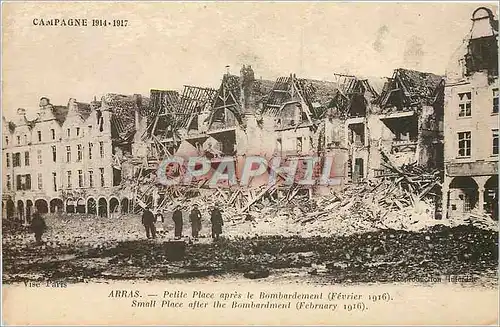 Cartes postales Arras Petite Place pres le Bombardement Fevrier 1916