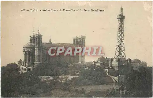 Ansichtskarte AK Lyon Notre Dame de Fourviere et la tour Metallique