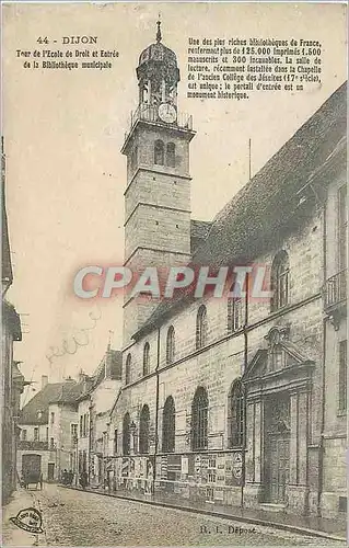 Cartes postales Dijon Tour de lecole de droit et entree de la bibliotheque municipale