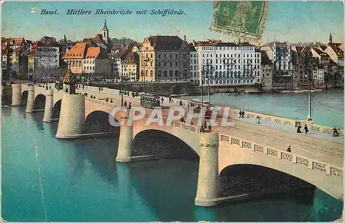Cartes postales Basel Mittlere Rheinbrucke mit Schifflande