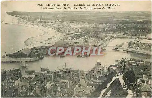 Ansichtskarte AK Le treport Montee de la Falaise d'Aval 365 marches le port et le panorama de Mers