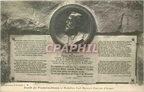 Ansichtskarte AK Foret de fontainebleau Medaillom paul Merwrt Caverne d'Augas