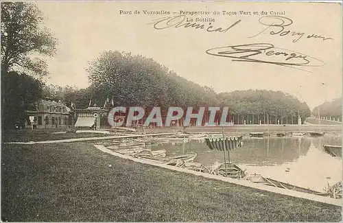 Cartes postales Parc de Versailles Perspective du Tapia vert et du Canal La Flottille Bateaux