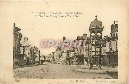 Cartes postales Reims Rue Chanzy Les Six Cadrans Militaria