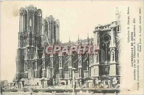 Cartes postales Cathedrle de Reims icendie par les allemads e 18 septembre 1914