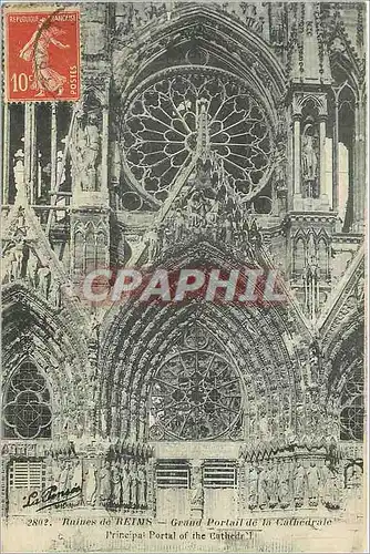 Cartes postales Ruines de reims Gand portal de la Cathedral