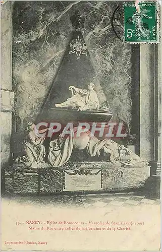 Cartes postales Nancy Eglise de Bonsecours Musolee de Stanslas 1766 Statue du Roi entre celles de la lorraine et