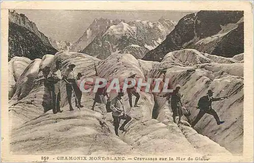 Cartes postales Chamonix mont blanc crevasse sur la Mer de Glace Alpinisme