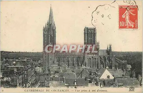 Cartes postales Cathedrale de Coutances vue prise a vol d'oiseau