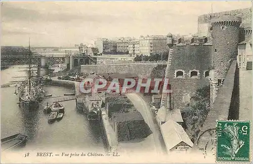 Cartes postales Brest Vue prise du ch�teau Bateau