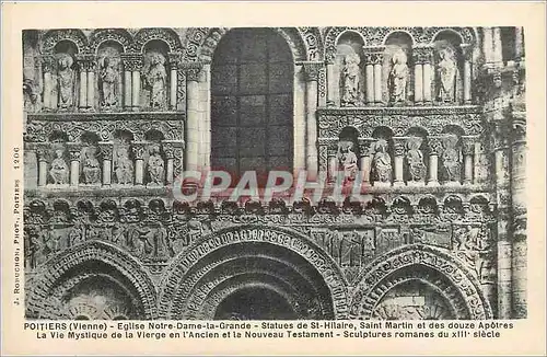 Cartes postales Poitiers Eglise Notre Dame la grane statue de st hilaire Saint martin et des douze apotre La vie