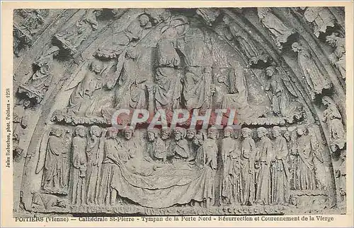 Cartes postales Poitiers vienne cathedrle St Pierre Typan de la Porte Nord Resurrection et Couronnement de le Vi
